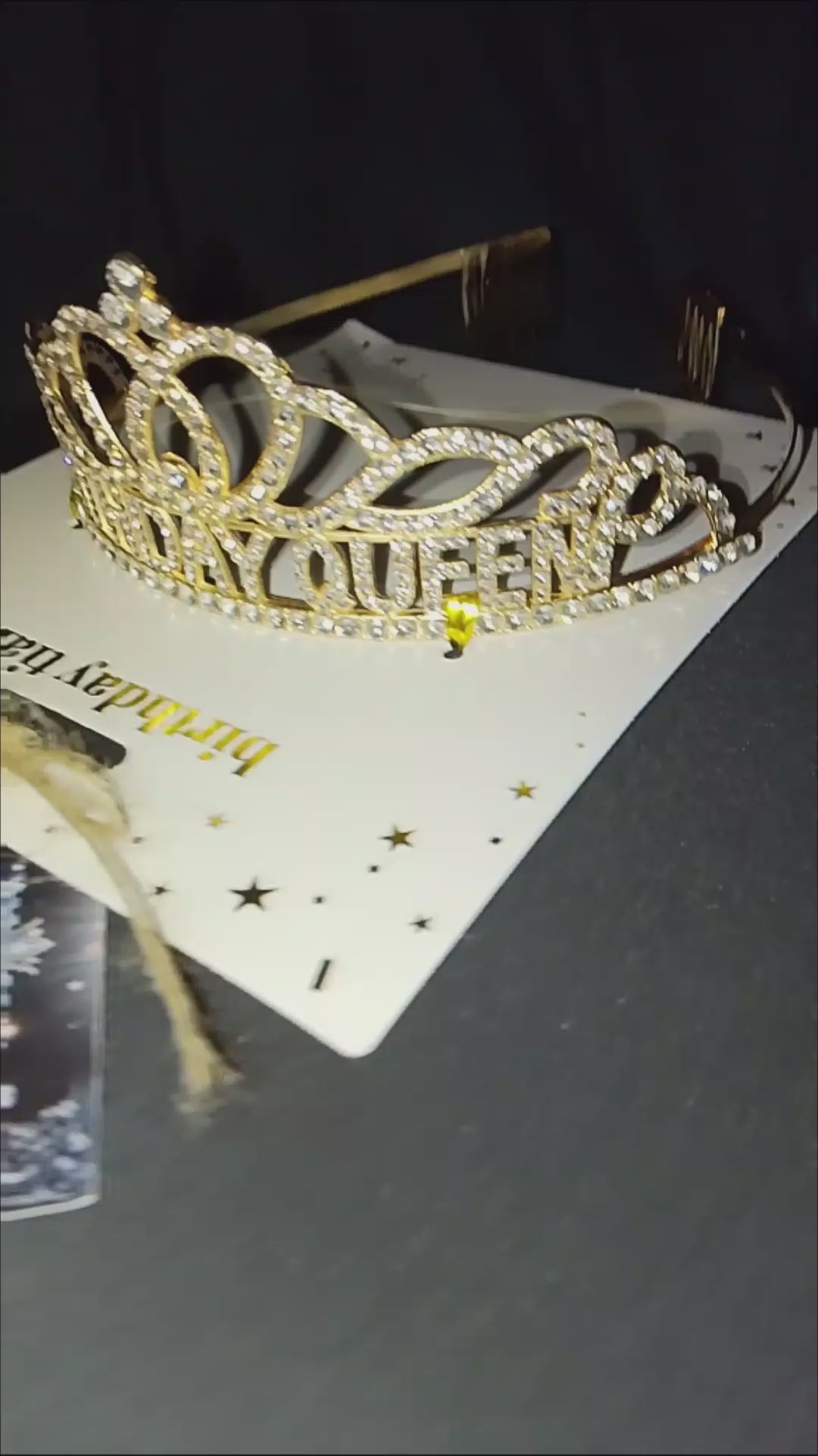 Admired Perfection Signature Sparkling Gold Happy Birthday Tiara - Style 37