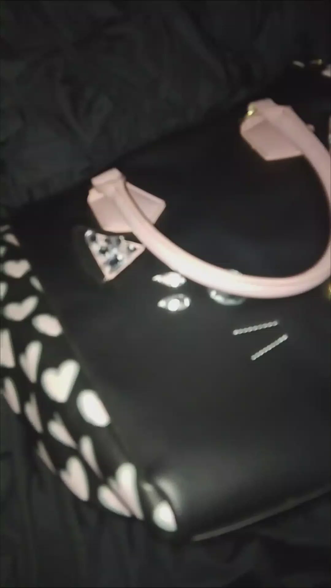 T -  Cat Face Meow Black & Baby Pink Over Sized Bag