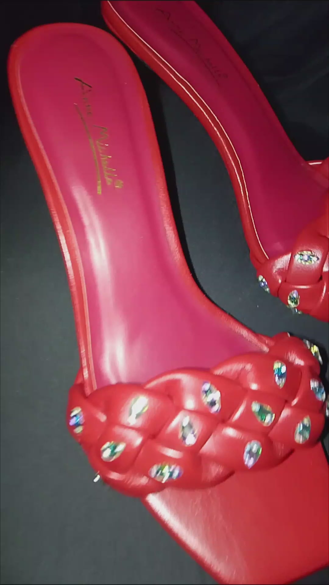 High Net Worth Braid Pattern Red Kitten Heels