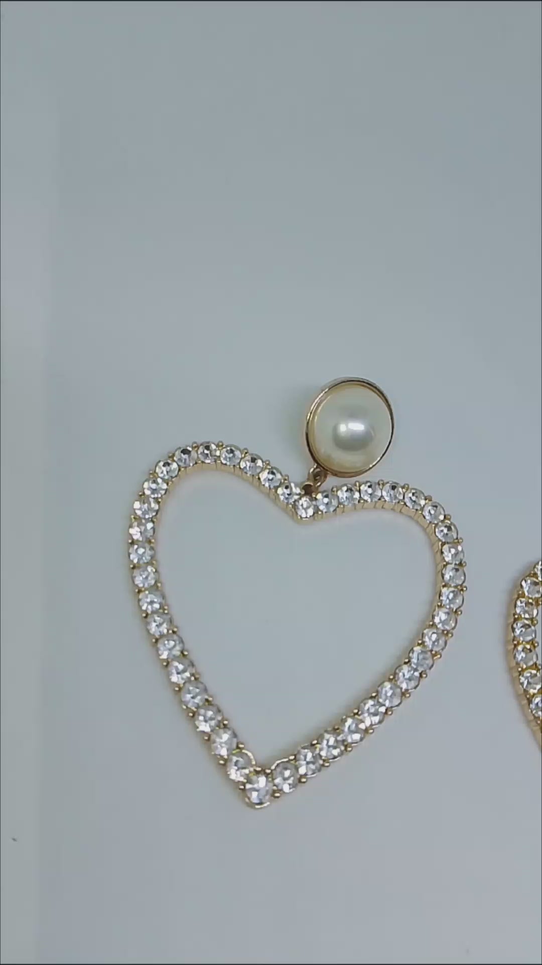 Lover's Lane Pearl Glow Heart Crystal Drop Dangle Earrings