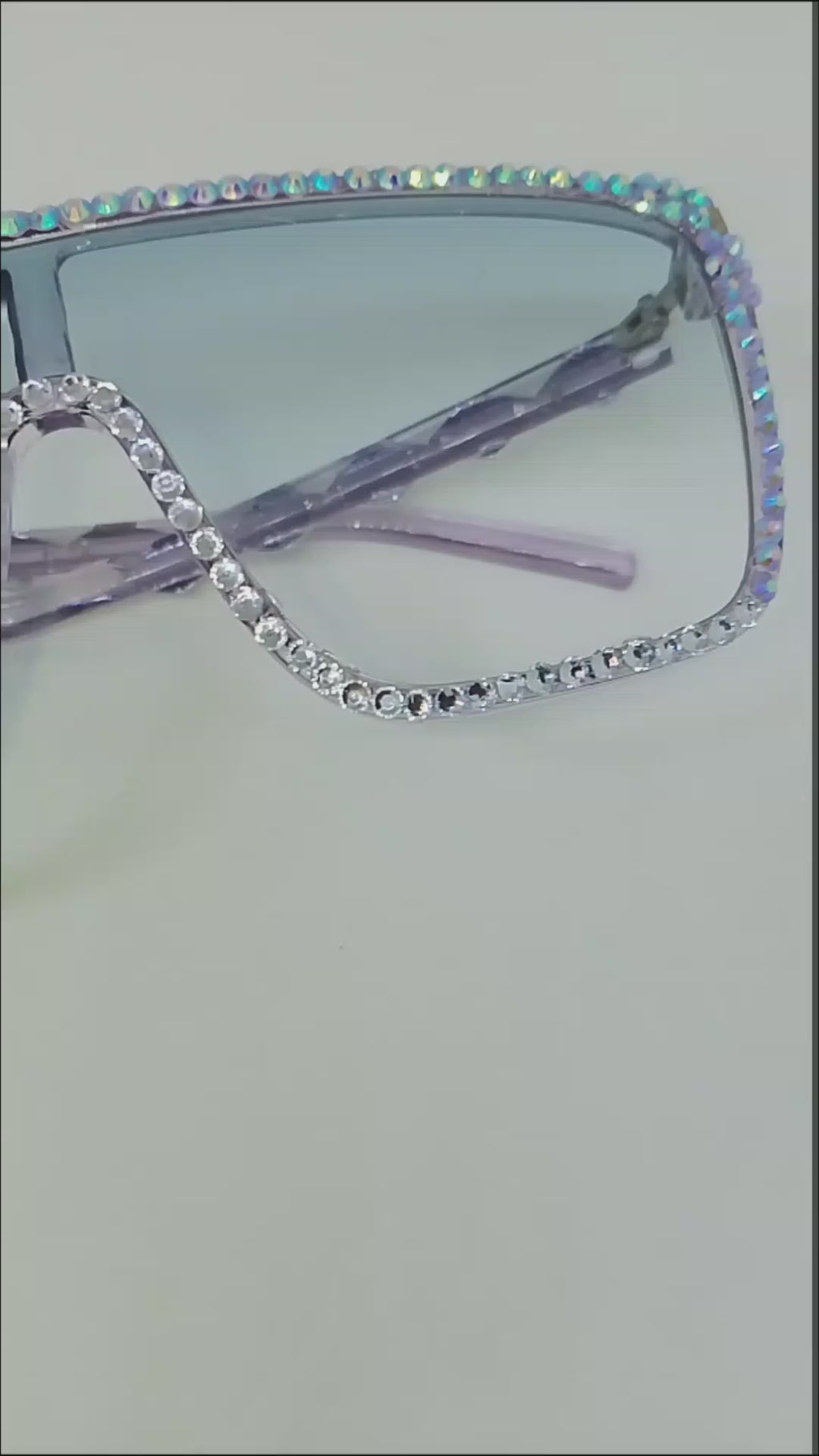 Skyline Rim Celestial Blue Cotton Candy Platinum Sparkle Frame Glasses