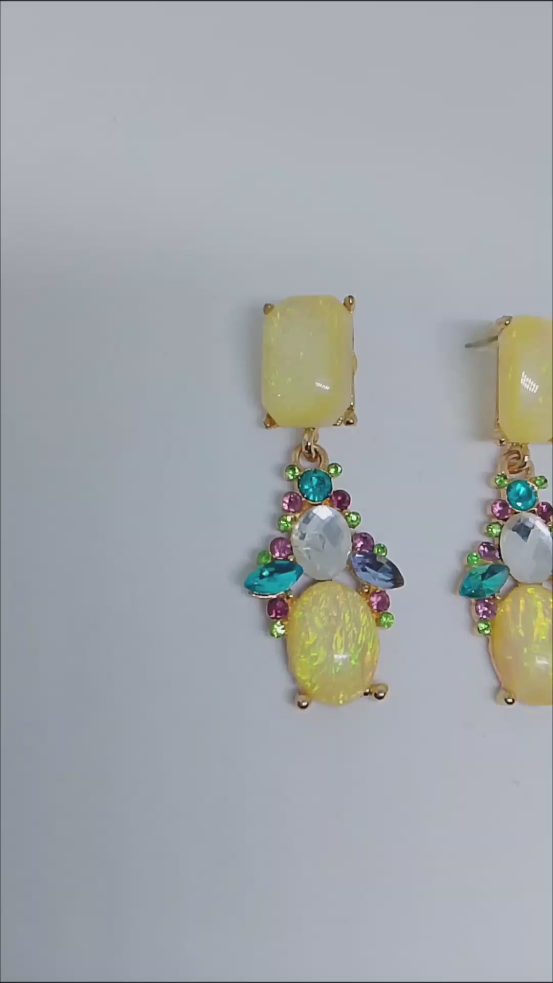 Opal Pearl & Topaz Blue Jazzy Skyline Dangle Drop Earrings