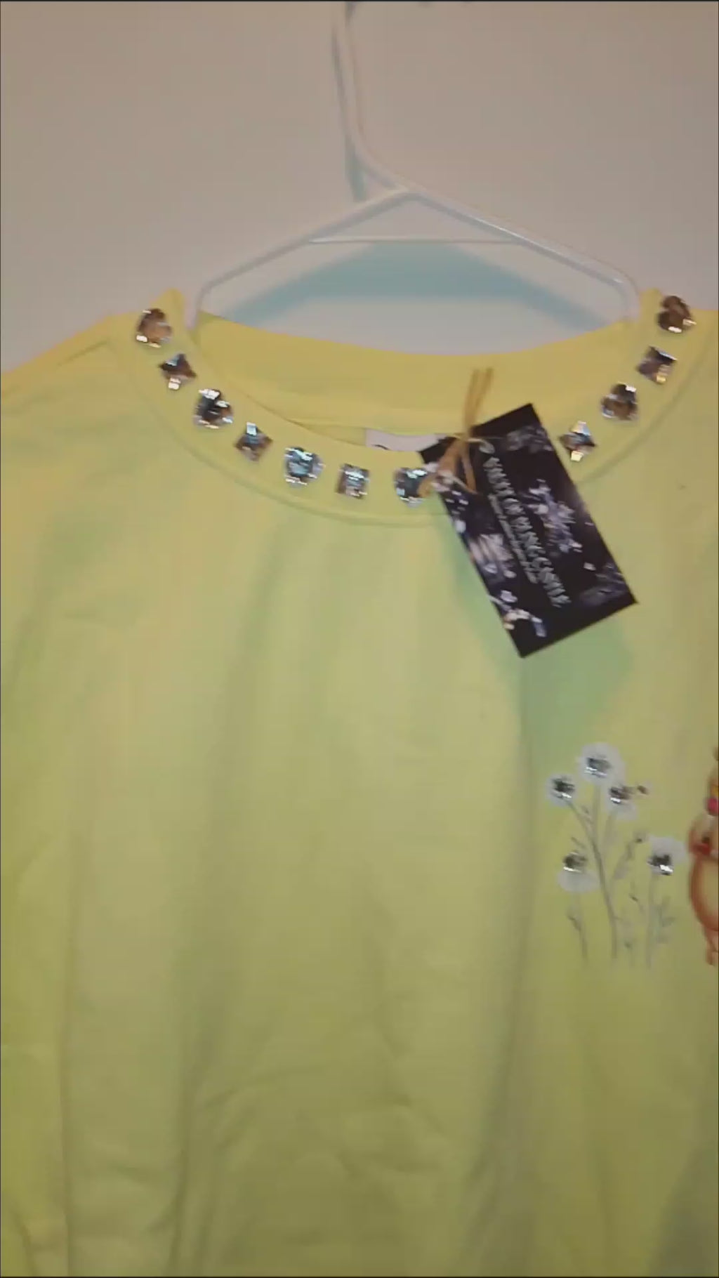 Cozy Sunflower & Bear Rhinestones Yellow Long Sleeve Sports Girl's Sweat Shirt