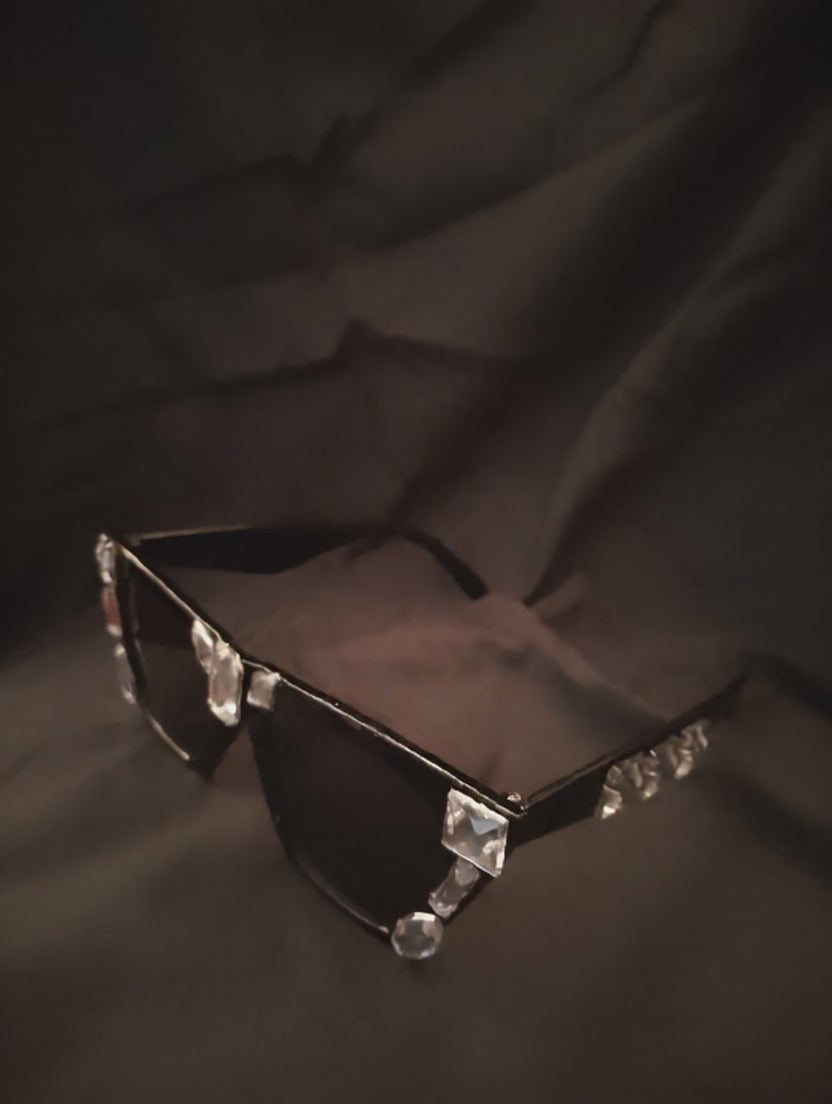 Sable Icon Black Shades Silver Rhinestones