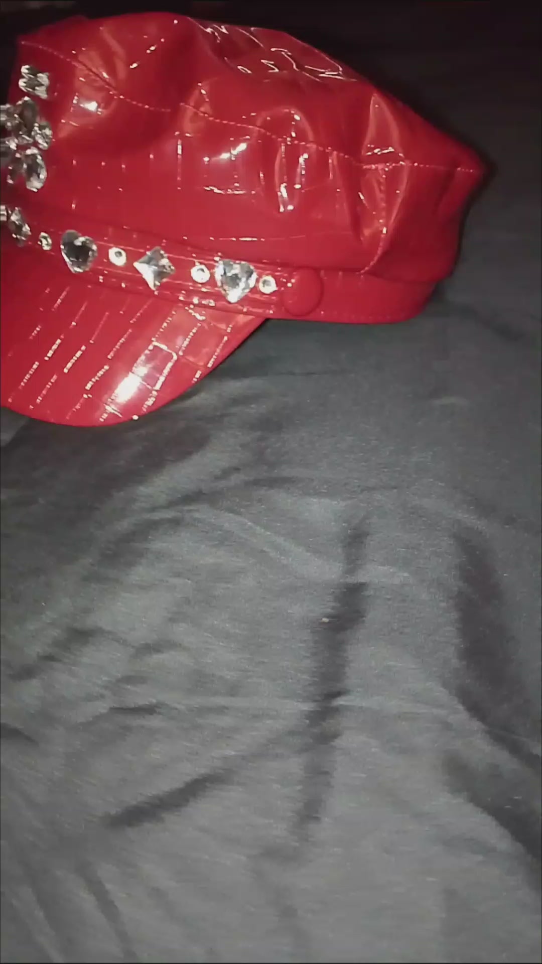 Scarlet Fire Red Patent Leather Captain Hat