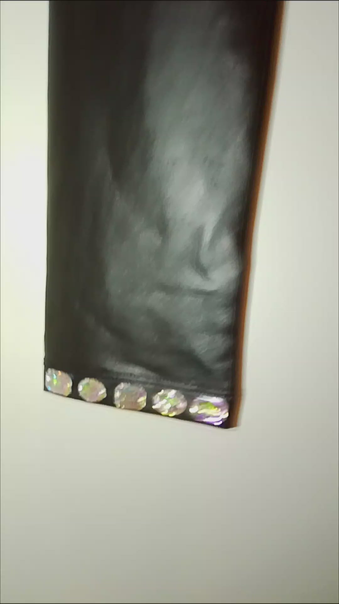Out On The Town Trendy Black Faux Leather Stretch Bottom Pants