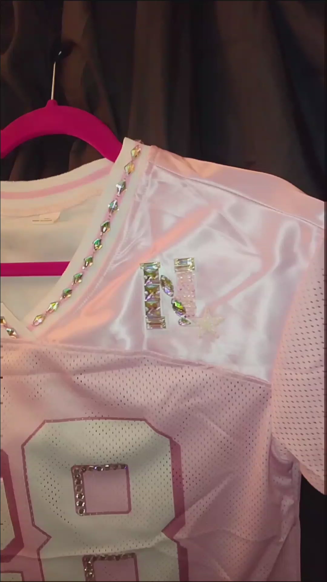 Iconic Jeweled Embellished Pink Frost Mesh Girl's Sports Short Sleeve Jersey