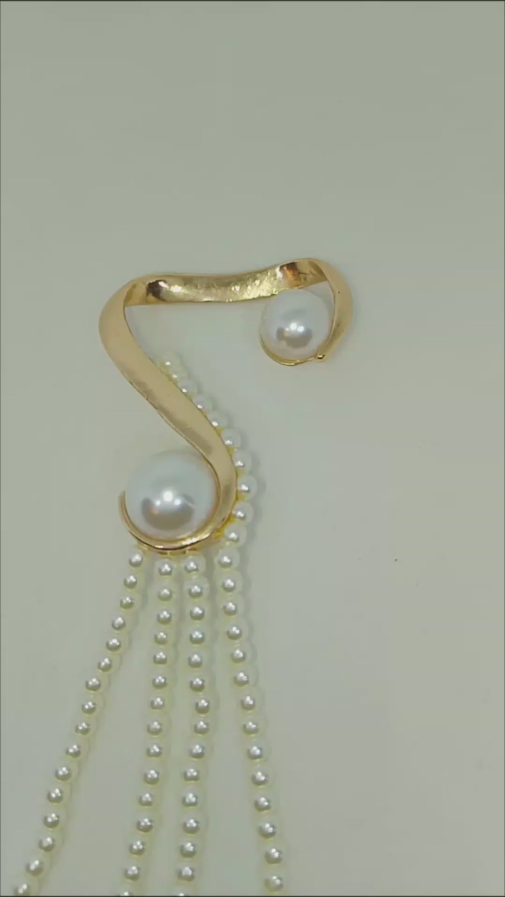 Tide Pearl Multi-Bead Strand Cascade Drop Dangle (Single) Clip On Earring