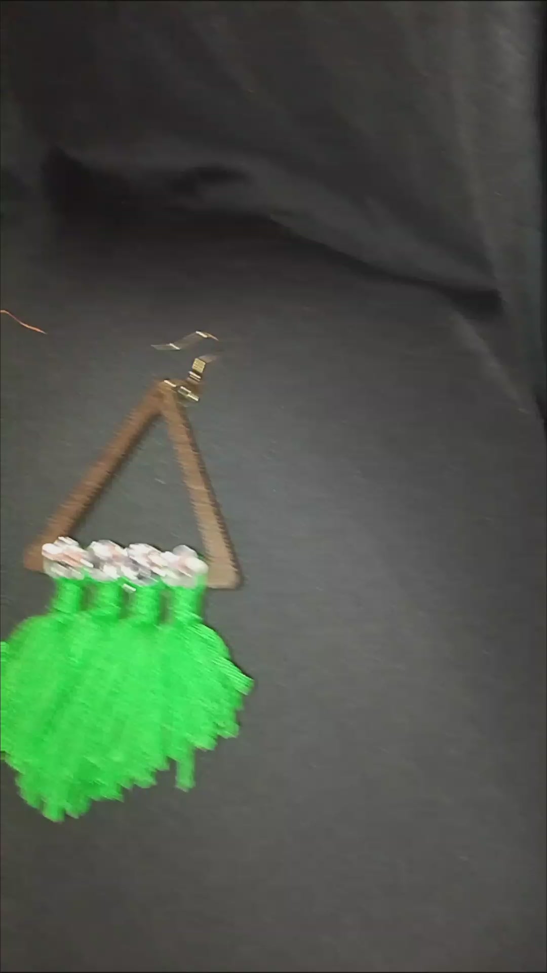 Floral Green Frill On The Scenic Mountain Triangle Drop Earrings
