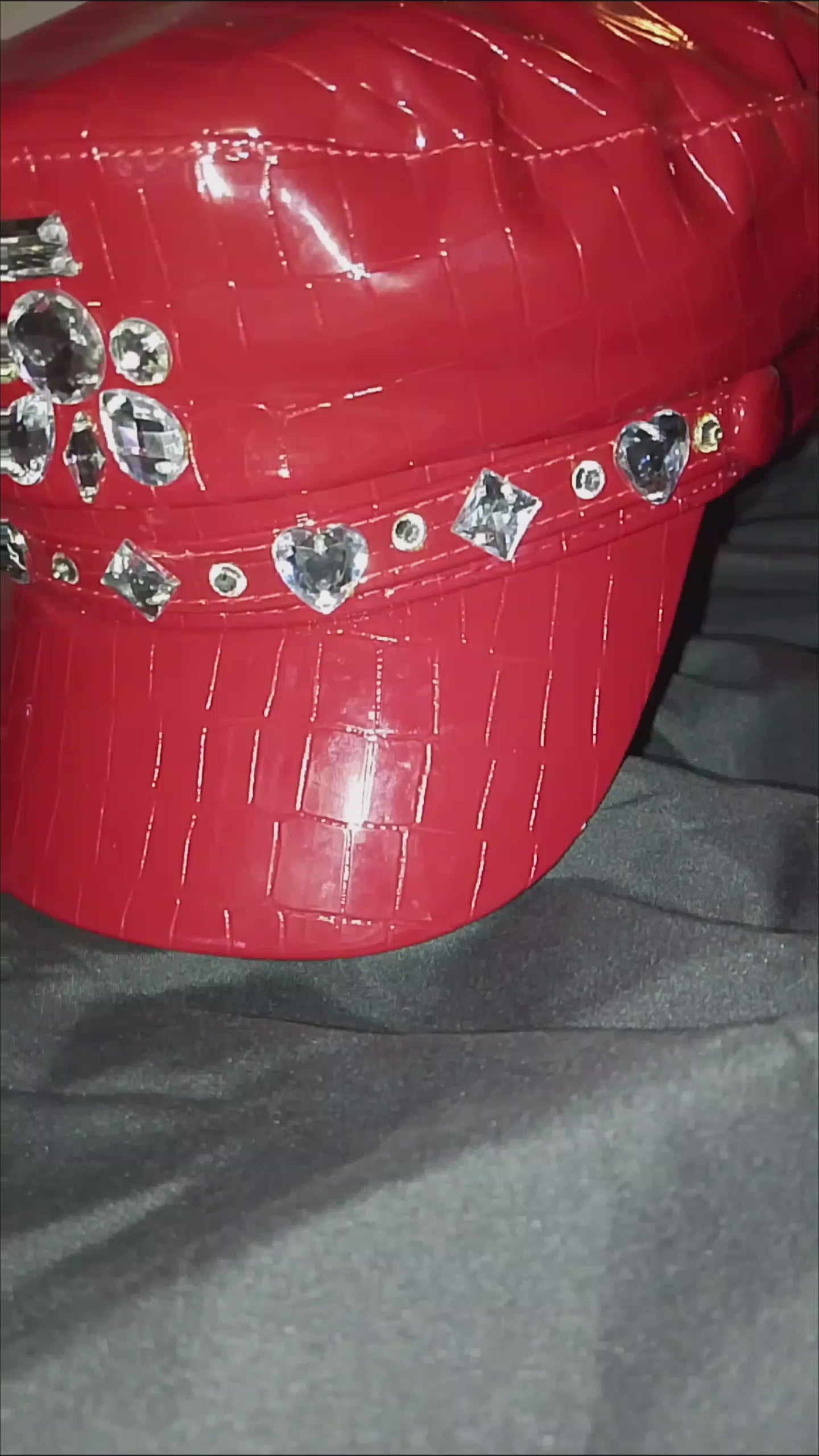Scarlet Fire Red Patent Leather Captain Hat